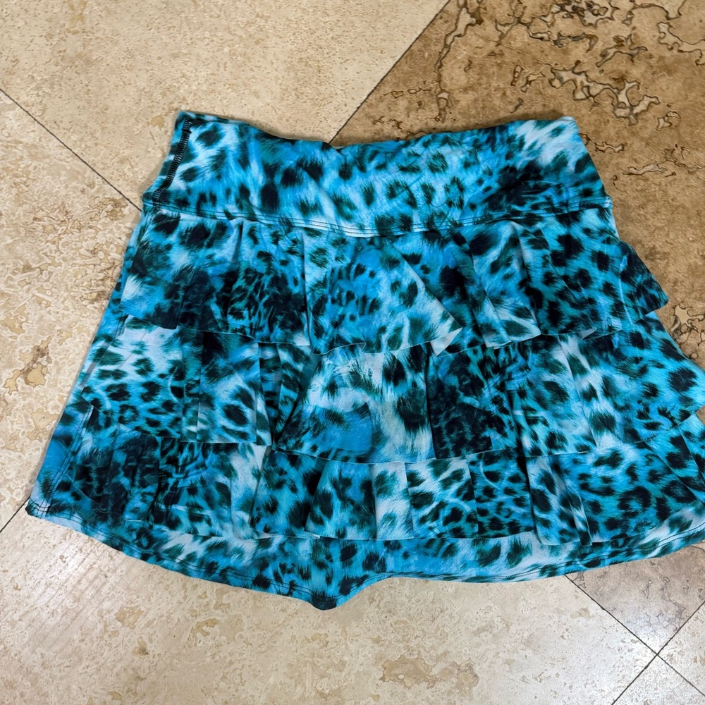 Dona Jo “Shakira” skirt Blue Leopard Print